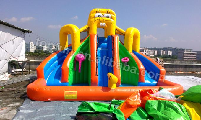 Tobogán acuático inflable de 0.55m m de la lona anaranjada y azul del