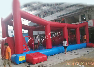 Red N Blue Corridor Inflatable Sports Games With Obstacle Balls N Climbing Wall