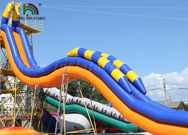 Seahorse Plato PVC Inflatable Water Slide / Yellow Blue Giant Water Slide For Rentals