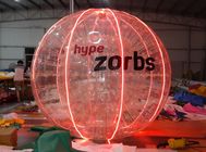 Rojo Shinning bola inflable de la burbuja del PVC/de TPU del 1.0MM con el logotipo de la luz N del LED