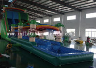 Tobogán acuático inflable del PVC de la lona de la selva comercial del verde con la pequeña piscina
