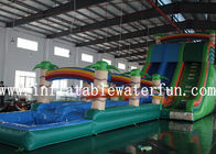 Tobogán acuático inflable del PVC de la lona de la selva comercial del verde con la pequeña piscina