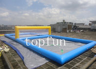 Corte de voleibol inflable de playa de los deportes del agua inflable azul de los juegos