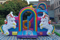 Casas inflables de la despedida del agua del arco iris de princesa Pink Giant Jumping de la diapositiva de Unicorn Bouncy Castle With Water de los niños