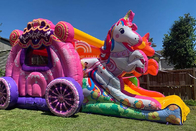 Los niños van de fiesta a princesa Carriage Bounce House con el castillo inflable comercial de la gorila de la diapositiva para las muchachas