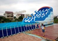 Parques inflables del agua del delfín del lavabo azul de la ayuda con el PVC de Platón de la diapositiva