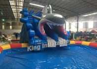 Piscina inflable del agua del tiburón azul de la prenda impermeable inflable de los parques los 8m los x 6m