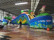 Parque acuático subterráneo inflable tobogán inflable con tres piscinas