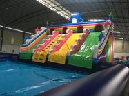 Juegos al aire libre Parque de toboganes inflables Gran toboganes de agua inflables con piscina
