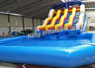 alto tobogán acuático doble gigante de Inflatalbe del carril de los 6.5m con la piscina