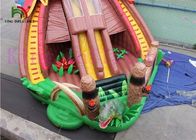 El castillo de salto inflable del dinosaurio del color de la antigüedad con el tejado de la diapositiva cubrió el patio