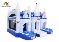 El castillo congelado explota el castillo azul/blanco combinado del castillo de la diapositiva de la gorila del PVC de la lona
