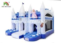 El castillo congelado explota el castillo azul/blanco combinado del castillo de la diapositiva de la gorila del PVC de la lona