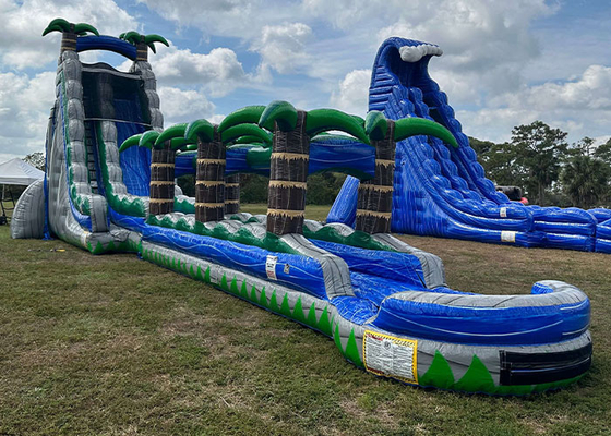 Tobogán acuático doble gigante inflable del PVC del juego al aire libre de los toboganes acuáticos del niño grande inflable