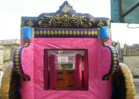 PVC Tarpaulin Pink Retro Bounce House Inflatable Jumping Castle With 4 Wheels