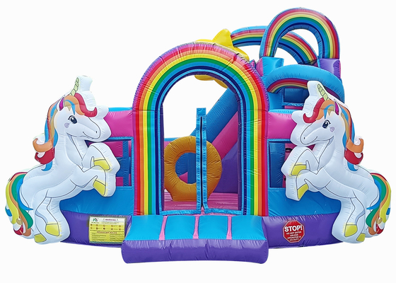 arco iris Unicorn Bouncy Castles Bounce House del 13ftx13ftx11.5ft