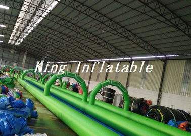 diapositiva inflable del resbalón N del carril doble largo del 100m azulverde con la impresión del logotipo