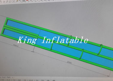Ciudad inflable del agua del resbalón de la lona del PVC de los carriles dobles inflables de la diapositiva los 300m de largo
