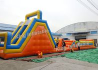Obstáculo y diapositiva inflables de los juegos del deporte del túnel anaranjado largo de la forma para los niños