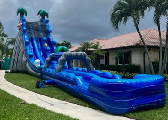 Tobogán acuático inflable de la calidad comercial al aire libre azul inflable grande de los toboganes acuáticos