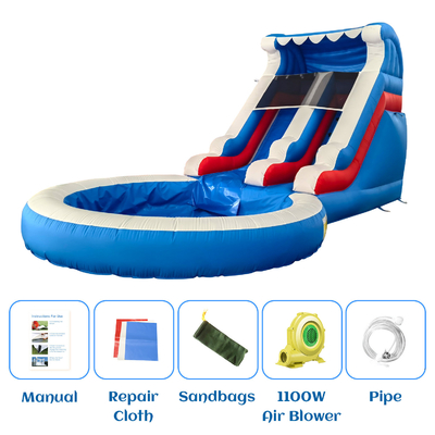 Ventas directas de fábrica tobogán de agua inflable con piscina tobogán de agua inflable para adultos y niños