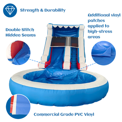 Ventas directas de fábrica tobogán de agua inflable con piscina tobogán de agua inflable para adultos y niños