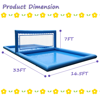33x16.5x7FT Patio de voleibol inflable Playa de voleibol Red de voleibol Piscina de voleibol Campo de agua con bomba de aire para juego al aire libre