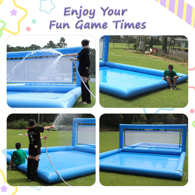 33x16.5x7FT Patio de voleibol inflable Playa de voleibol Red de voleibol Piscina de voleibol Campo de agua con bomba de aire para juego al aire libre
