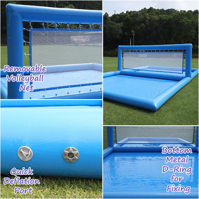 33x16.5x7FT Patio de voleibol inflable Playa de voleibol Red de voleibol Piscina de voleibol Campo de agua con bomba de aire para juego al aire libre