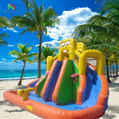 Deslizamiento acuático comercial inflables para niños al aire libre Deslizamiento acuático de doble carril Casa de rebote Deslizamiento acuático inflables con piscina