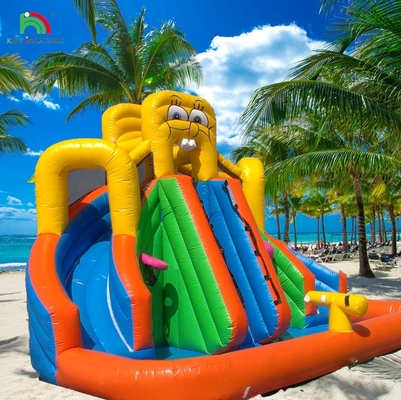 Deslizamiento acuático comercial inflables para niños al aire libre Deslizamiento acuático de doble carril Casa de rebote Deslizamiento acuático inflables con piscina