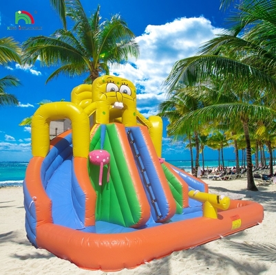 Deslizamiento acuático comercial inflables para niños al aire libre Deslizamiento acuático de doble carril Casa de rebote Deslizamiento acuático inflables con piscina