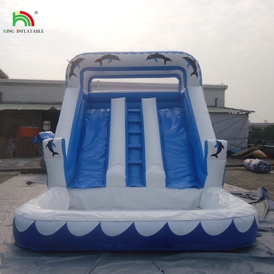 Deslizamiento acuático comercial inflables para niños de exteriores de doble carril deslizamientos acuáticos inflables con piscinas