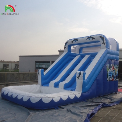 Deslizamiento acuático comercial inflables para niños de exteriores de doble carril deslizamientos acuáticos inflables con piscinas