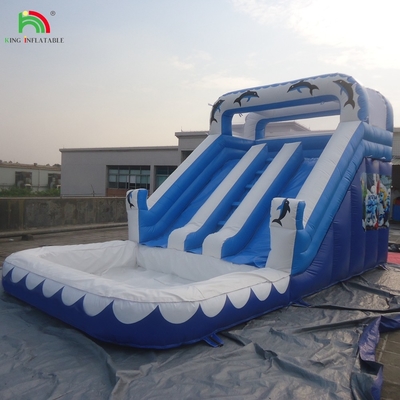 Deslizamiento acuático comercial inflables para niños de exteriores de doble carril deslizamientos acuáticos inflables con piscinas