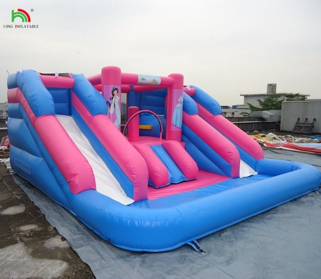 Venta caliente tobogán de agua inflable de doble carril tobogán de agua inflable con piscina desmontable en venta