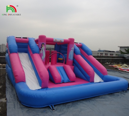 Venta caliente tobogán de agua inflable de doble carril tobogán de agua inflable con piscina desmontable en venta