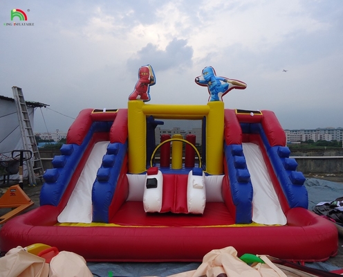 Populares toboganes de agua inflables comerciales con piscina toboganes de agua de doble carril inflables para niños y adultos