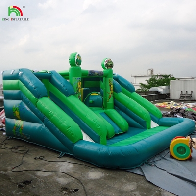 Deslizamiento acuático comercial inflables para niños al aire libre Deslizamiento acuático de doble carril Casa de rebote Deslizamiento acuático inflables con piscina