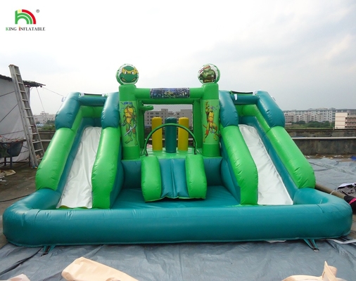 Deslizamiento acuático comercial inflables para niños al aire libre Deslizamiento acuático de doble carril Casa de rebote Deslizamiento acuático inflables con piscina