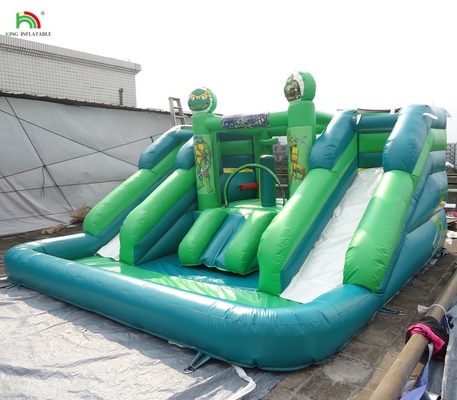 Deslizamiento acuático comercial inflables para niños al aire libre Deslizamiento acuático de doble carril Casa de rebote Deslizamiento acuático inflables con piscina