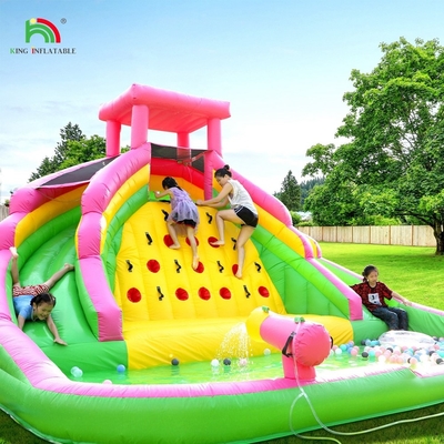 Deslizamientos de agua inflables comerciales con piscina Deslizamientos de agua de doble carril inflables para niños y adultos