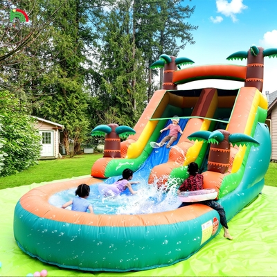 Deslizamiento de agua comercial seco y húmedo inflables tropicales Fiesta Breeze Niños Deslizamiento de agua inflables con piscina