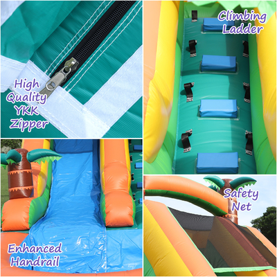 Deslizamiento de agua comercial seco y húmedo inflables tropicales Fiesta Breeze Niños Deslizamiento de agua inflables con piscina