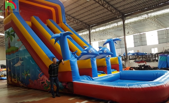 Barato comercial para adultos tobogán de agua inflable casa de rebote saltador de agua tobogán de agua inflable castillos de rebote con piscina F
