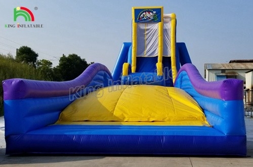 Alquiler de fiestas comerciales Interesante tobogán de agua inflable azul loco para niños y adultos