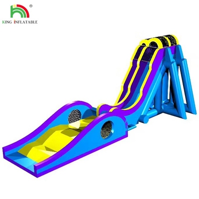 Alquiler de fiestas comerciales Interesante tobogán de agua inflable azul loco para niños y adultos