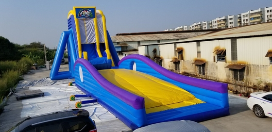 Alquiler de fiestas comerciales Interesante tobogán de agua inflable azul loco para niños y adultos