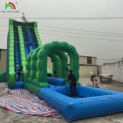 Deslizamiento de agua gigante inflable Deslizamiento de agua inflable comercial con piscina