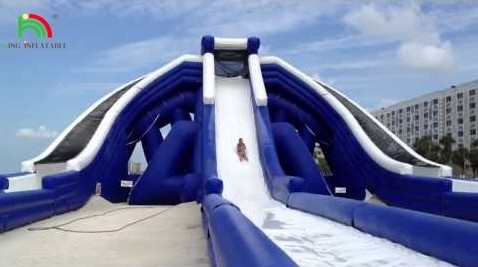 Super triple tobogán tobogán de agua inflable parque acuático infantil al aire libre tobogán de agua comercial